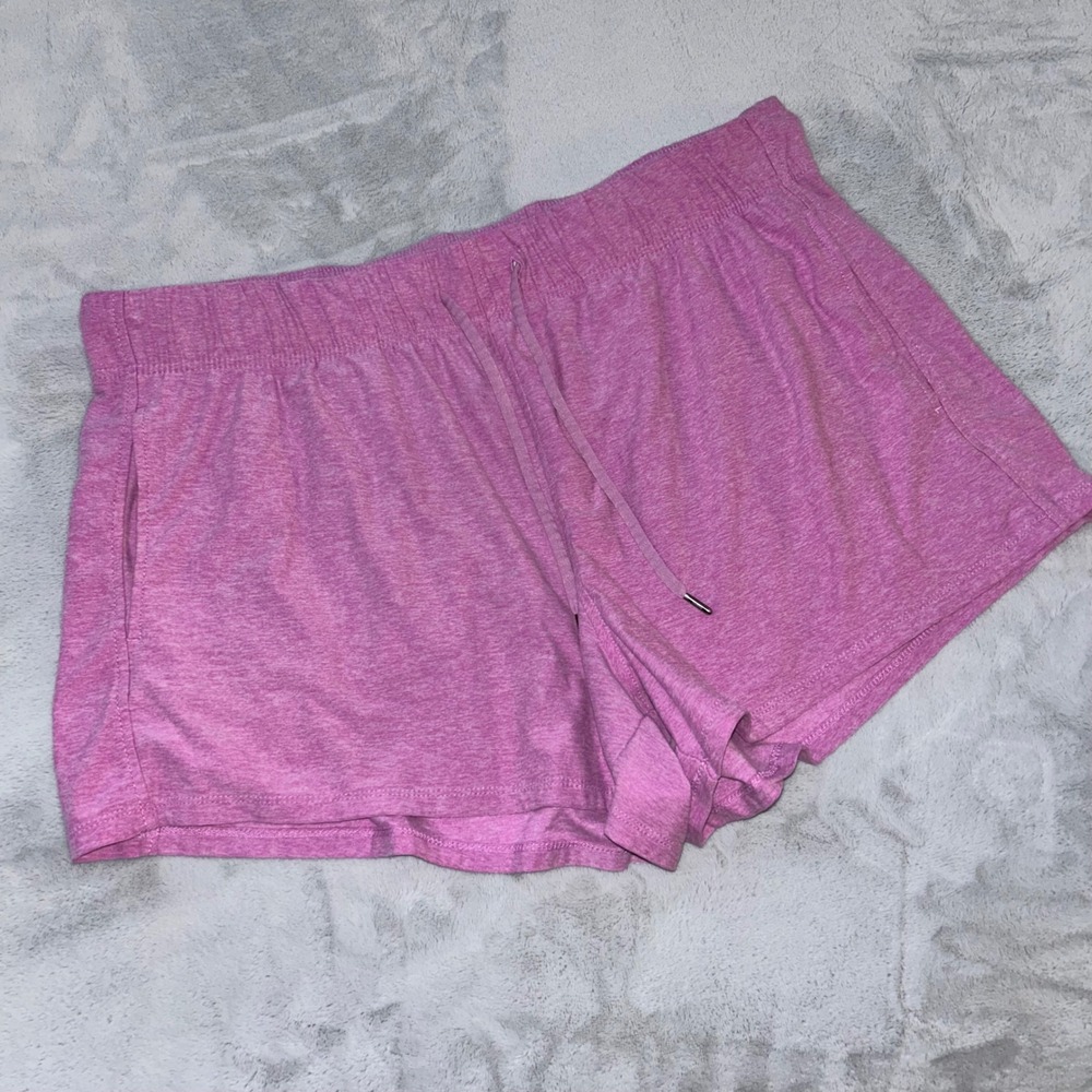 Pink Heathered Knit Lounge Shorts Drawstring NO SIZE TAG Waist Pockets Relaxed - Picture 1 of 5